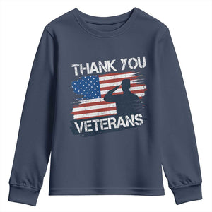 Thank You Veterans Youth Sweatshirt Never Forget Veterans Military Appreciation US Flag TS10 Navy Print Your Wear