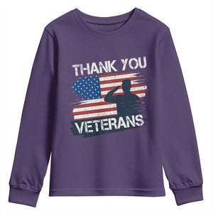 Thank You Veterans Youth Sweatshirt Never Forget Veterans Military Appreciation US Flag TS10 Purple Print Your Wear