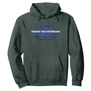 Thank You Veterans Hoodie Never Forget Veterans Day Grunge American Flag TS10 Dark Forest Green Print Your Wear