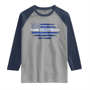 Thank You Veterans Raglan Shirt Never Forget Veterans Day Grunge American Flag TS10 Sport Gray Navy Print Your Wear