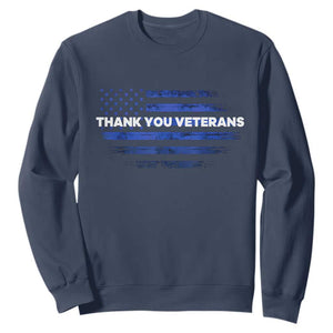 Thank You Veterans Sweatshirt Never Forget Veterans Day Grunge American Flag TS10 Navy Print Your Wear