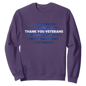 Thank You Veterans Sweatshirt Never Forget Veterans Day Grunge American Flag TS10 Purple Print Your Wear