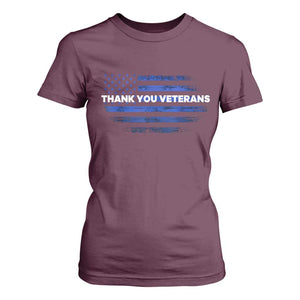 Thank You Veterans T Shirt For Women Never Forget Veterans Day Grunge American Flag TS10 Maroon Print Your Wear