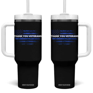 Thank You Veterans Tumbler With Handle Never Forget Veterans Day Grunge American Flag TS10 One Size: 40 oz Black Print Your Wear
