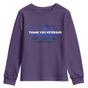 Thank You Veterans Youth Sweatshirt Never Forget Veterans Day Grunge American Flag TS10 Purple Print Your Wear