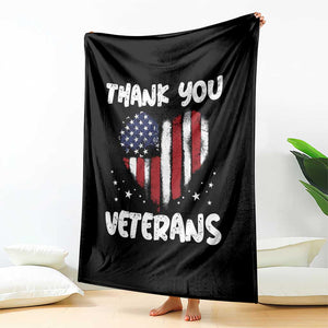 Thank You Veterans Throw Blanket Patriotic Veterans Day Grunge USA Flag Heart TS10 Print Your Wear