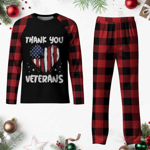 Thank You Veterans Plaid Pajama Set Patriotic Veterans Day Grunge USA Flag Heart TS10 Buffalo Plaid Print Your Wear