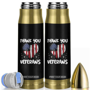 Thank You Veterans Bullet Tumbler Patriotic Veterans Day Grunge USA Flag Heart TS10 Black Print Your Wear