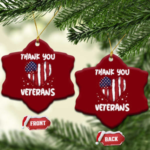 Thank You Veterans Ceramic Ornament Patriotic Veterans Day Grunge USA Flag Heart TS10 Print Your Wear