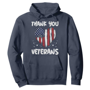 Thank You Veterans Hoodie Patriotic Veterans Day Grunge USA Flag Heart TS10 Navy Print Your Wear