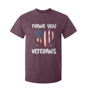 Thank You Veterans T Shirt For Kid Patriotic Veterans Day Grunge USA Flag Heart TS10 Maroon Print Your Wear
