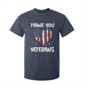 Thank You Veterans T Shirt For Kid Patriotic Veterans Day Grunge USA Flag Heart TS10 Navy Print Your Wear