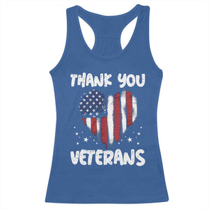 Thank You Veterans Racerback Tank Top Patriotic Veterans Day Grunge USA Flag Heart TS10 Royal Blue Print Your Wear