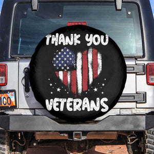 Thank You Veterans Spare Tire Cover Patriotic Veterans Day Grunge USA Flag Heart TS10 No hole Black Print Your Wear