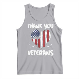 Thank You Veterans Tank Top Patriotic Veterans Day Grunge USA Flag Heart TS10 Athletic Heather Print Your Wear