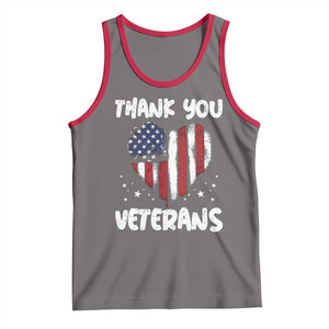 Thank You Veterans Tank Top Patriotic Veterans Day Grunge USA Flag Heart TS10 Deep Heather Red Print Your Wear