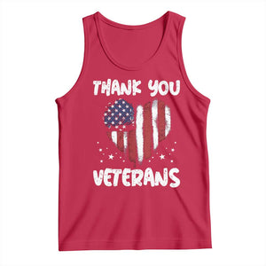 Thank You Veterans Tank Top Patriotic Veterans Day Grunge USA Flag Heart TS10 Red Print Your Wear