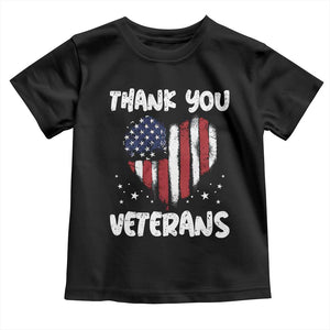 Thank You Veterans Toddler T Shirt Patriotic Veterans Day Grunge USA Flag Heart TS10 Black Print Your Wear