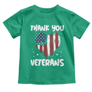 Thank You Veterans Toddler T Shirt Patriotic Veterans Day Grunge USA Flag Heart TS10 Irish Green Print Your Wear