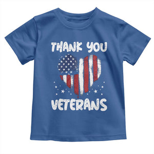 Thank You Veterans Toddler T Shirt Patriotic Veterans Day Grunge USA Flag Heart TS10 Royal Blue Print Your Wear