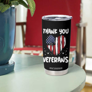Thank You Veterans Tumbler Cup Patriotic Veterans Day Grunge USA Flag Heart TS10 Print Your Wear