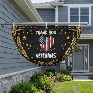 Thank You Veterans Patriotic Fan Flag Veterans Day Grunge USA Flag Heart