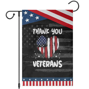 Thank You Veterans Garden Flag Patriotic Veterans Day Grunge USA Flag Heart TS10 Distressed Black Blue Print Your Wear