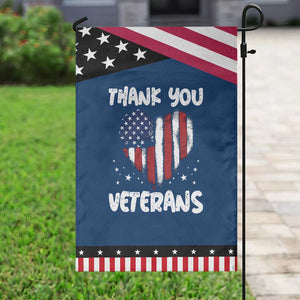 Thank You Veterans Garden Flag Patriotic Veterans Day Grunge USA Flag Heart TS10 Classic Blue Black Print Your Wear