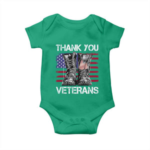 Thank You Veterans Baby Onesie American Flag Military Supportive Veterans Day TS10 Irish Green Print Your Wear