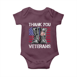 Thank You Veterans Baby Onesie American Flag Military Supportive Veterans Day TS10 Maroon Print Your Wear