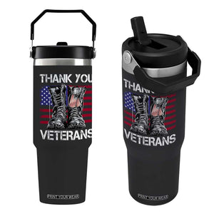 Thank You Veterans Flip Straw Tumbler American Flag Military Supportive Veterans Day TS10 One Size: 30 oz Black Print Your Wear