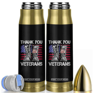 Thank You Veterans Bullet Tumbler American Flag Military Supportive Veterans Day TS10 Black Print Your Wear