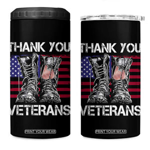 Thank You Veterans 4 in 1 Can Cooler Tumbler American Flag Military Supportive Veterans Day TS10 One Size: 16 oz Black Print Your Wear