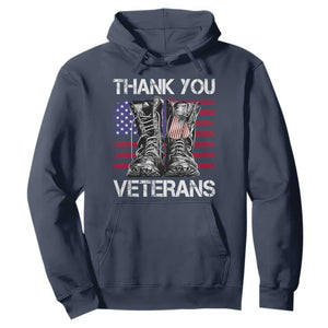 Thank You Veterans Hoodie American Flag Military Supportive Veterans Day TS10 Navy Print Your Wear