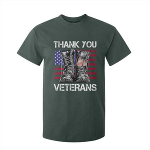 Thank You Veterans T Shirt For Kid American Flag Military Supportive Veterans Day TS10 Dark Forest Green Print Your Wear