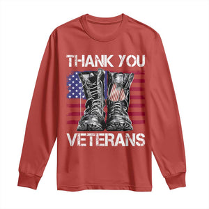 Thank You Veterans Long Sleeve Shirt American Flag Military Supportive Veterans Day TS10 Red Print Your Wear