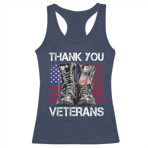Thank You Veterans Racerback Tank Top American Flag Military Supportive Veterans Day TS10 Navy Print Your Wear