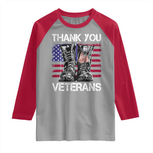 Thank You Veterans Raglan Shirt American Flag Military Supportive Veterans Day TS10 Sport Gray Red Print Your Wear