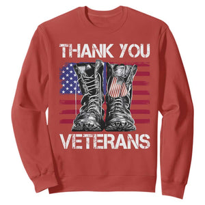 Thank You Veterans Sweatshirt American Flag Military Supportive Veterans Day TS10 Red Print Your Wear