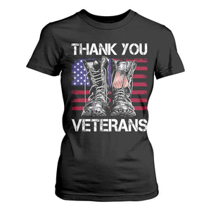 Thank You Veterans T Shirt For Women American Flag Military Supportive Veterans Day TS10 Black Print Your Wear