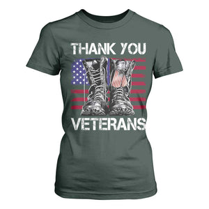 Thank You Veterans T Shirt For Women American Flag Military Supportive Veterans Day TS10 Dark Forest Green Print Your Wear