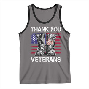 Thank You Veterans Tank Top American Flag Military Supportive Veterans Day TS10 Deep Heather Black Print Your Wear