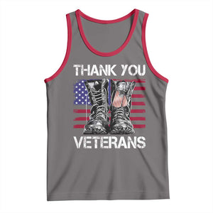 Thank You Veterans Tank Top American Flag Military Supportive Veterans Day TS10 Deep Heather Red Print Your Wear
