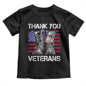Thank You Veterans Toddler T Shirt American Flag Military Supportive Veterans Day TS10 Black Print Your Wear