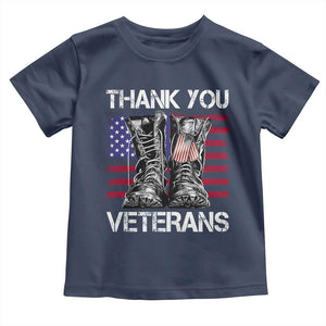 Thank You Veterans Toddler T Shirt American Flag Military Supportive Veterans Day TS10 Navy Print Your Wear