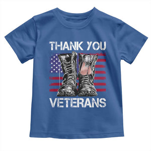 Thank You Veterans Toddler T Shirt American Flag Military Supportive Veterans Day TS10 Royal Blue Print Your Wear