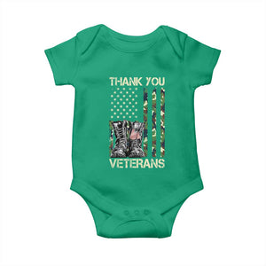 Thank You Veterans Baby Onesie Camo American Flag Military Supportive Veterans Day TS10 Irish Green Print Your Wear