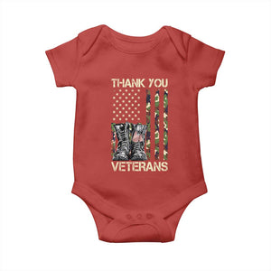 Thank You Veterans Baby Onesie Camo American Flag Military Supportive Veterans Day TS10 Red Print Your Wear