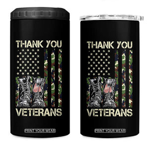 Thank You Veterans 4 in 1 Can Cooler Tumbler Camo American Flag Military Supportive Veterans Day TS10 One Size: 16 oz Black Print Your Wear