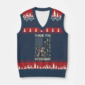 Thank You Veterans V-Neck Knit Sweater Vest Camo American Flag Military Supportive Veterans Day TS10 Navy Red Print Your Wear